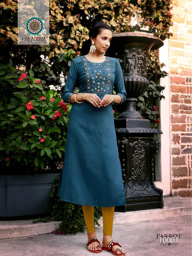 Parrot Vol 10 By Aaradhna Embroidery Kurti Catalog